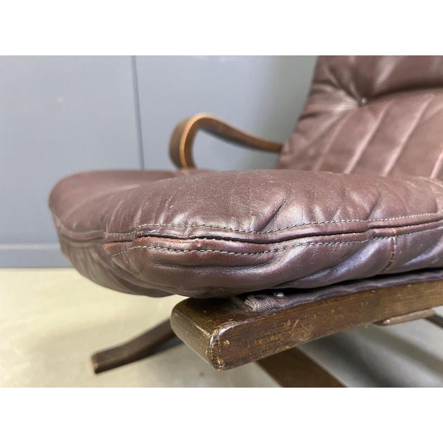 Vintage Scandinavian Leather and Bentwood Armchair by Ingmar Relling, 1970s For Sale - Image 9 of 12