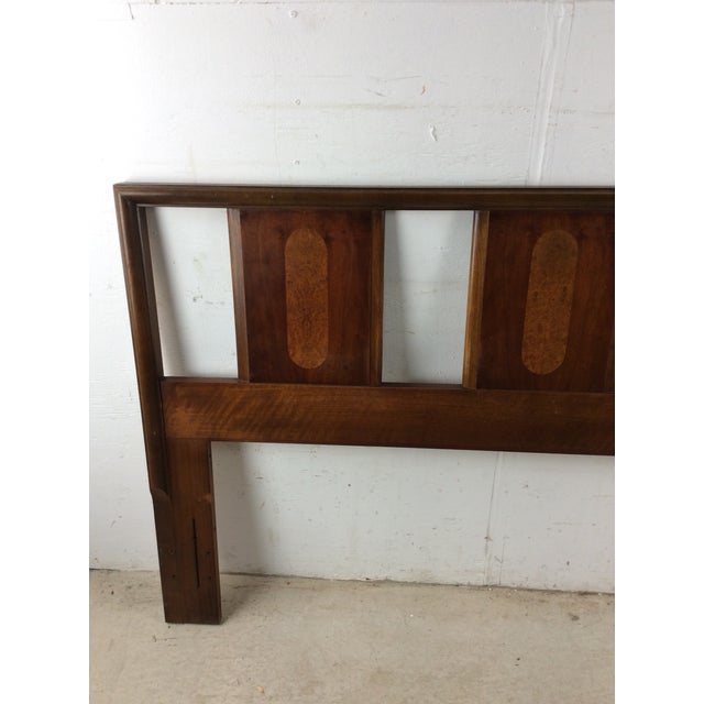 Mid Century Modern Full Size Headboard With Burl Inlay For Sale - Image 4 of 18