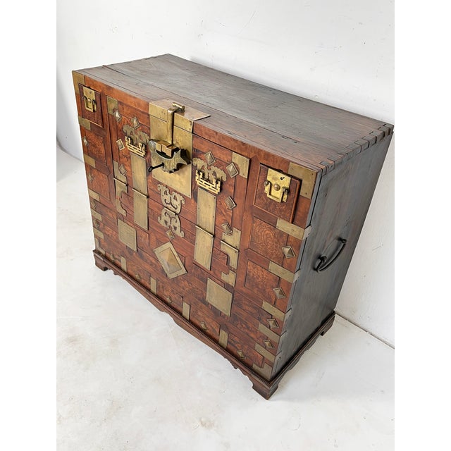 A late 19th century, Joseon dynasty Korean bandaji cabinet. Often given as wedding chests and filled with the bride’s...