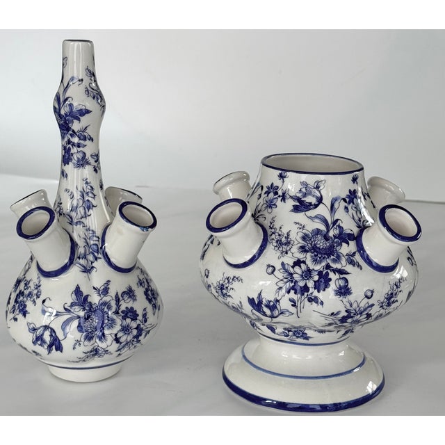 Made in Italy Mid-Century Delft Style Tulipiere For Sale In Seattle - Image 6 of 13