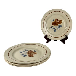 Dessert Plates with Floral Motif from Sarreguemines, 1920s, Set of 4 For Sale