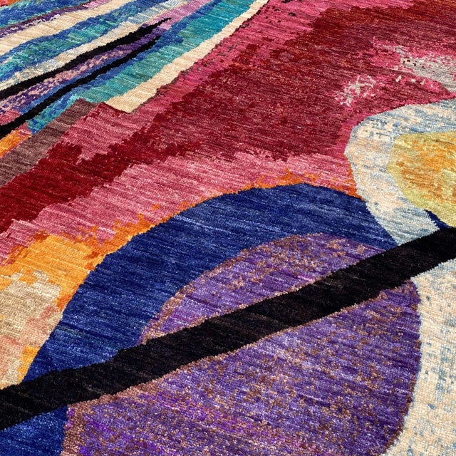 After Wassily Kandinsky Modern Hand-Knotted Wool Rug - 4'3" X 5'7" For Sale - Image 10 of 18