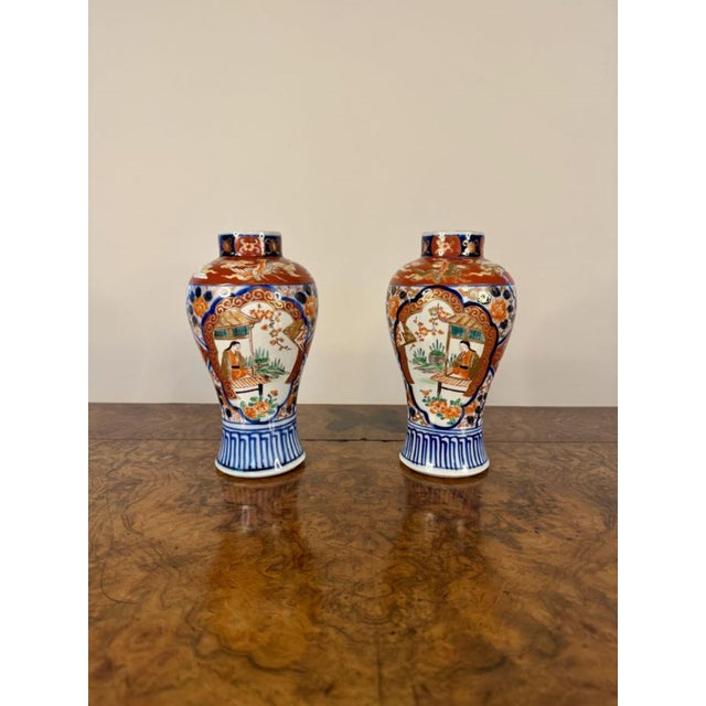 Ceramic Antique Japanese Imari Baluster Vases, 1900, Set of 2 For Sale - Image 7 of 7