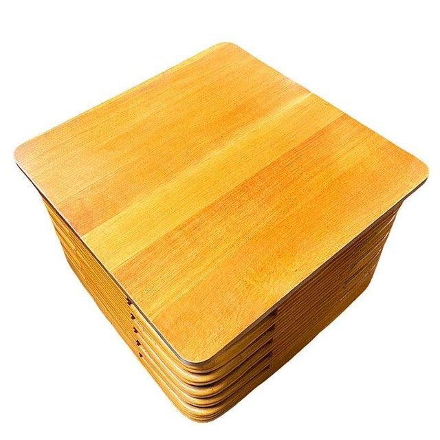 Wood 1940s Restored Rare 18" Tall Stacked Rattan MCM Coffee Table W/ Mahogany Top For Sale - Image 7 of 8