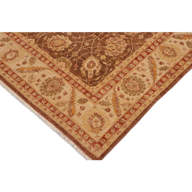 1990s Shabby Chic Evita Brown Beige Hand-Knotted Wool Rug - 9'0'' X 12'0'' For Sale - Image 5 of 8