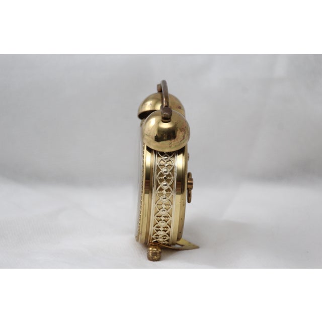 Gold Alarm Desk Clock in Brass, 1970s For Sale - Image 9 of 15