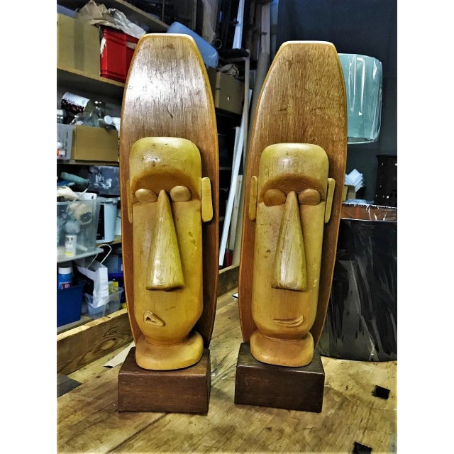 Vintage Wooden Sculptures by Paul Jansen, Set of 2 For Sale - Image 3 of 5