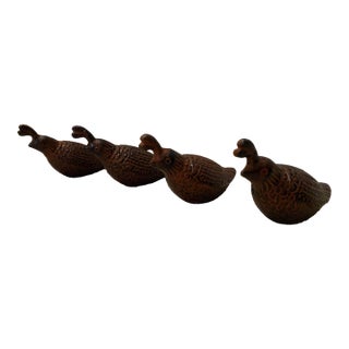 Late 20th Century Pottery Barn Brass Quail Place Card Holders a Set of Four For Sale