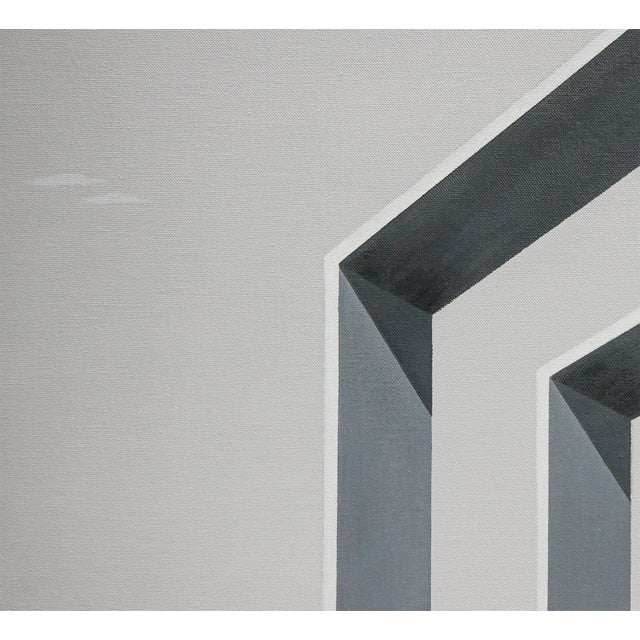 Scott Woodard "Silent but Deadly" Gray Toned Abstract Surrealist Architectural Painting, 2018 For Sale - Image 10 of 11