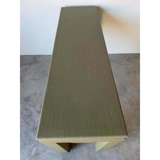 Vintage 1970s Organic Modern Harrison Van Horn Style Lacquered Grasscloth Console Table For Sale - Image 10 of 12