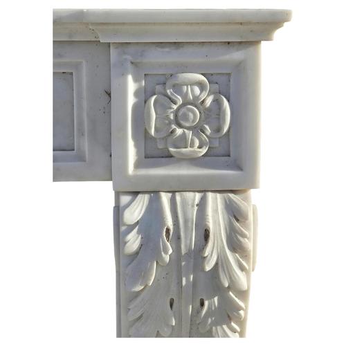 2000 - 2009 Early 19th Century Fireplace in Italian Carrara Marble For Sale - Image 5 of 9