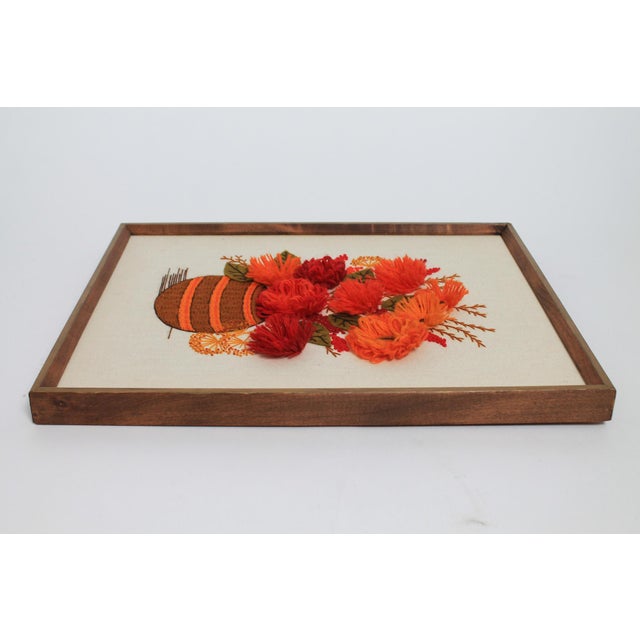 Boho Chic 1970's Crewel Embroidery Floral Wall Hanging For Sale - Image 3 of 6