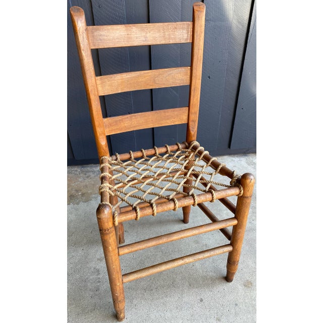 Late 19th C. Organic Modern Wabi Sabi Folk Primitive Rope Seat Chair For Sale - Image 13 of 13