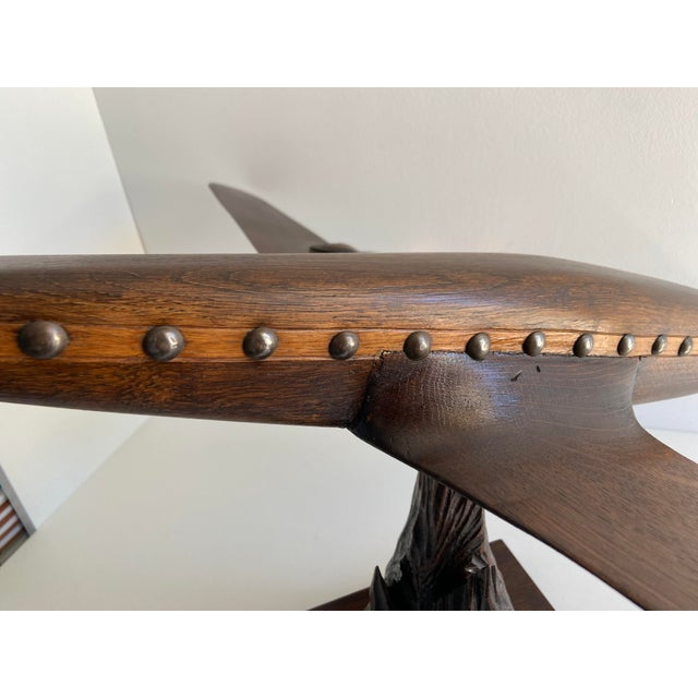 Lockheed Constellation Airplane Sculpture Model in Carved Wood, 1940 For Sale - Image 3 of 18