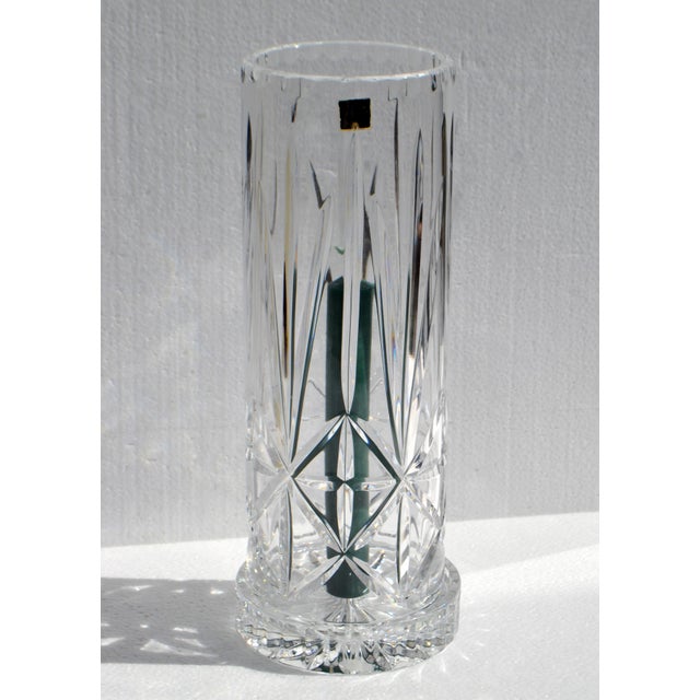 1950s Victorian Brilliant Cut Glass Hurricance Candle Holder Star Base Underplate For Sale - Image 14 of 14