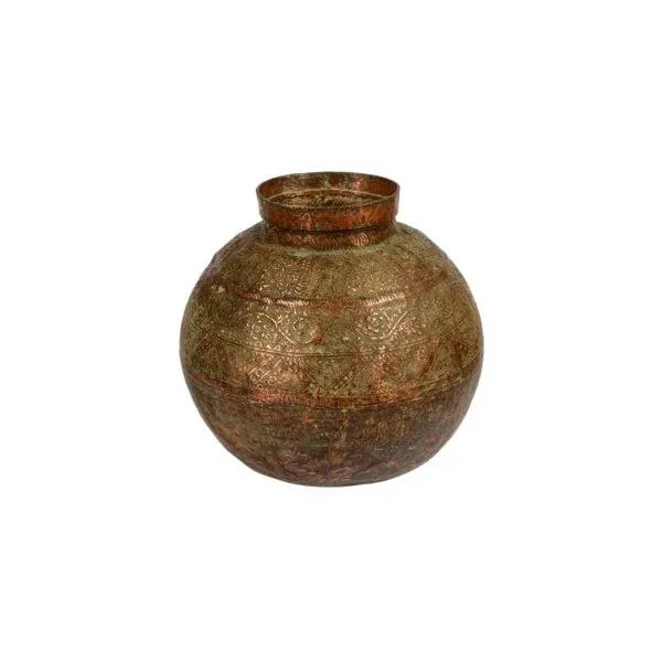 Rustic 1970s Brass Matka Water Vessel For Sale - Image 3 of 3