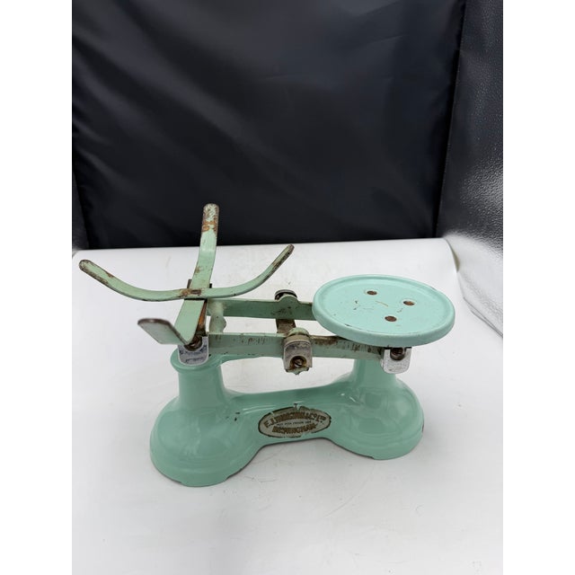 Antique Mint Green Kitchen Scale For Sale - Image 4 of 9