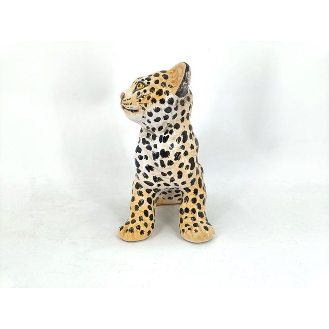 Hand-Painted Ceramic Leopard, Italy, 1960s For Sale - Image 6 of 10