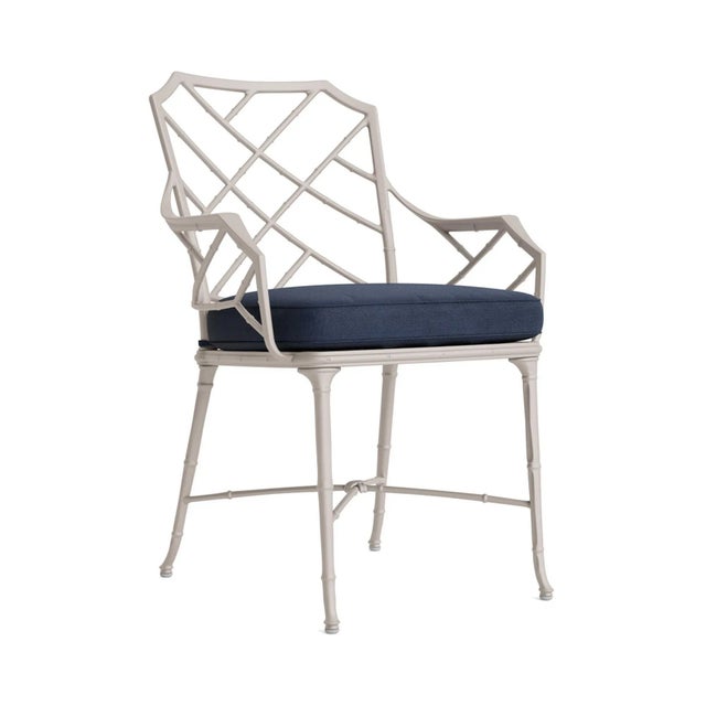 Brown Jordan Calcutta Arm Chair, Dove frame with Fusion Neptune fabric For Sale - Image 12 of 12