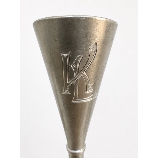 Art Deco Pewter Liquor Goblets by Just Andersen with Monogram KL, 1930s, Set of 4 For Sale - Image 4 of 8