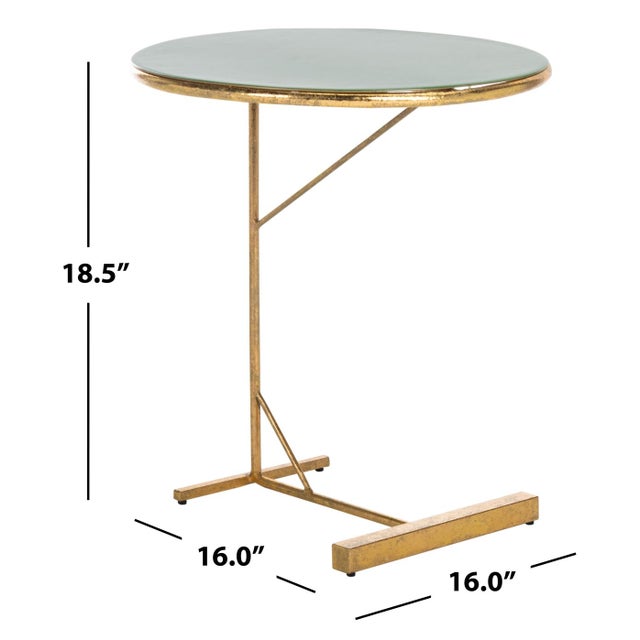 Modern Sionne Round C Table in Hunter Green / Gold For Sale - Image 3 of 8
