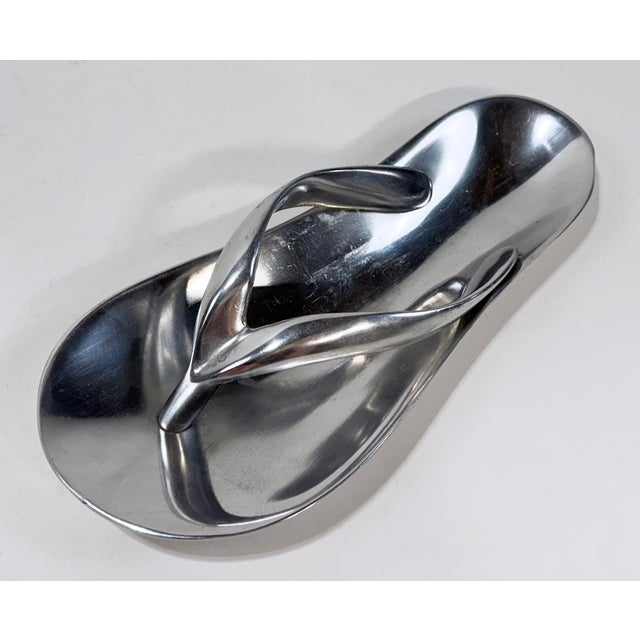 Late 20th Century Vintage Silver Toned Sandal Catchall Dish Trinket Tray For Sale - Image 5 of 7