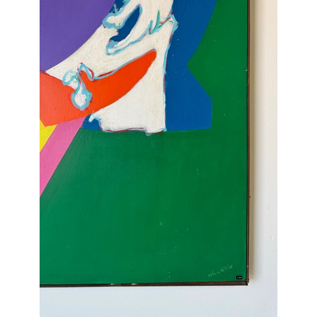 Green Large Vintage Helen Stein Colorful Expressionist Abstract Acrylic on Canvas Painting – Signed For Sale - Image 8 of 12