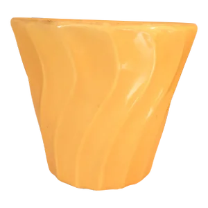 Bauer Yellowware Yellow Swirl Pottery Planter California Usa Mid Century