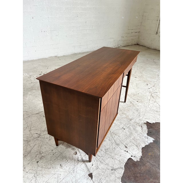 Mid Century Modern Petite Walnut Writing Desk For Sale - Image 4 of 7