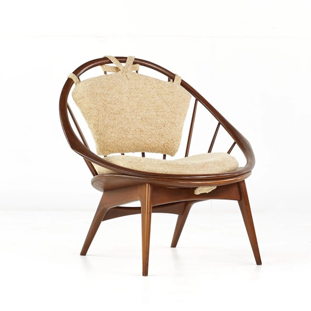 Kofod Larsen for Selig Mid Century Walnut Peacock Chair For Sale - Image 11 of 11