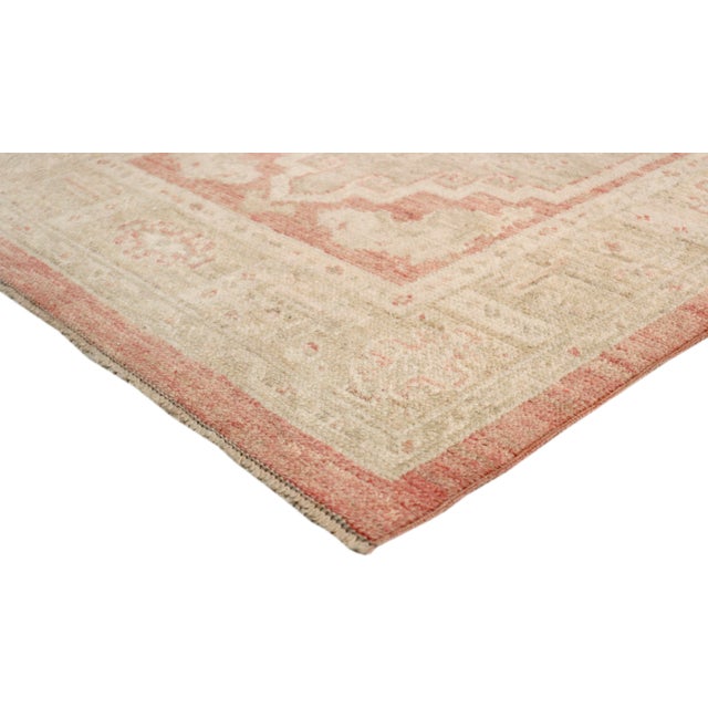 Modern Pasargad Home Oushak Coral Wool Area Rug- 2'11" X 12' 9" For Sale - Image 3 of 7