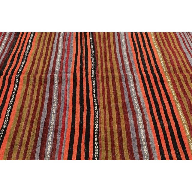 Mid 20th Century Vintage Turkish Striped Kilim Rug For Sale - Image 4 of 7