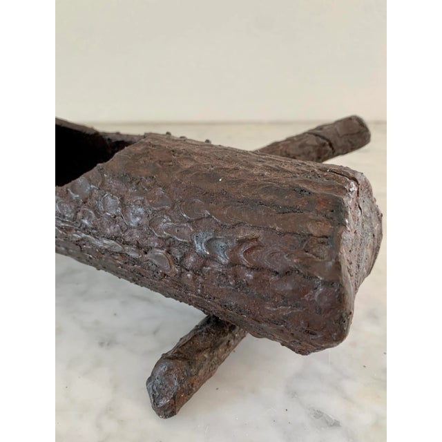 Mid-Century Cast Iron Faux Bois Log Planter For Sale - Image 13 of 14