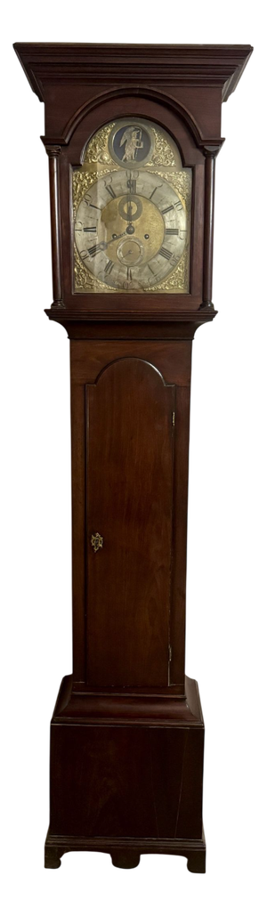 Antique George III Arched Dial Long Case Clock in Mahogany and Brass, 1800