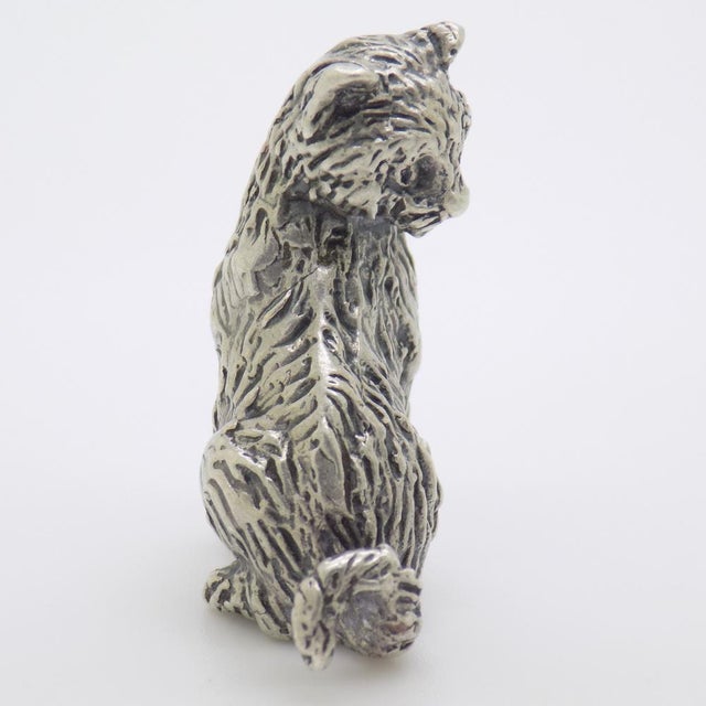 Vintage Italian Handmade Genuine Silver Sitting Cat Figurine, 1970s For Sale - Image 4 of 13