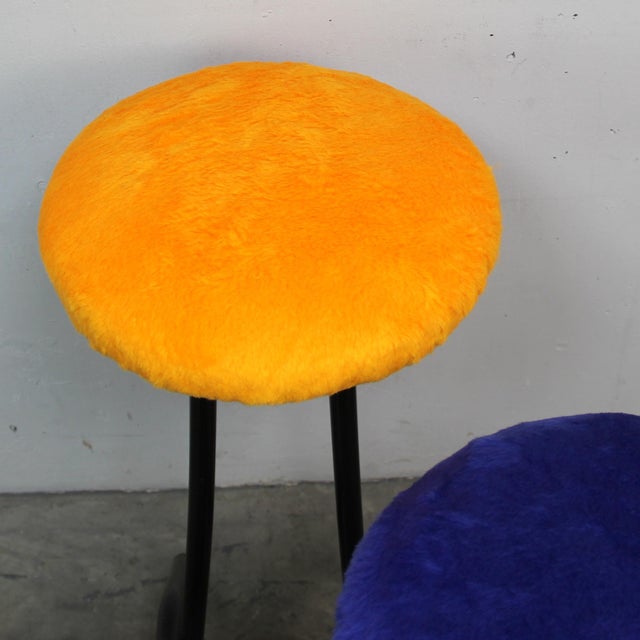 Pop Stool Set Upholstered in Plush, 1970s, Set of 3, in Very Good conditions. Designed 1970 to 1979