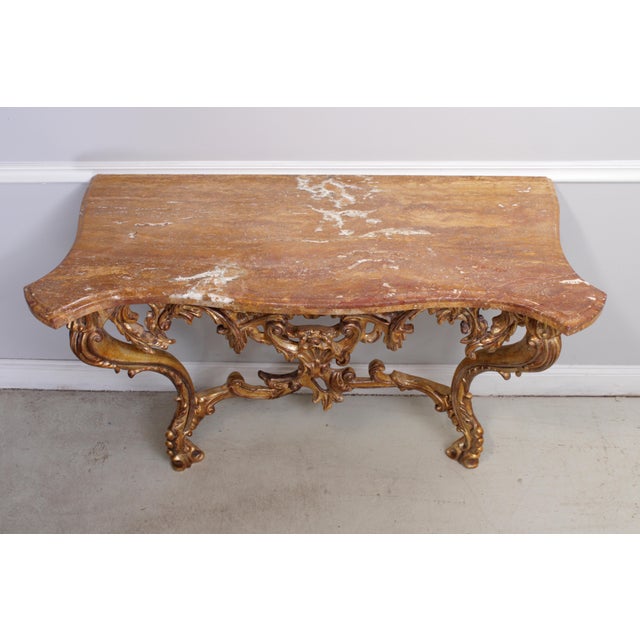 French Outstanding French Paint Decorated Marble Top Console Table For Sale - Image 3 of 13