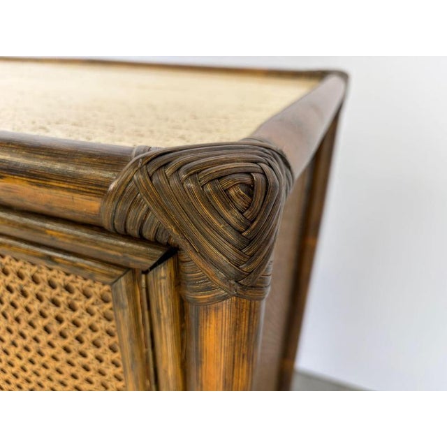 Vintage Rattan and Travertine Sideboard, 1960s For Sale - Image 12 of 13