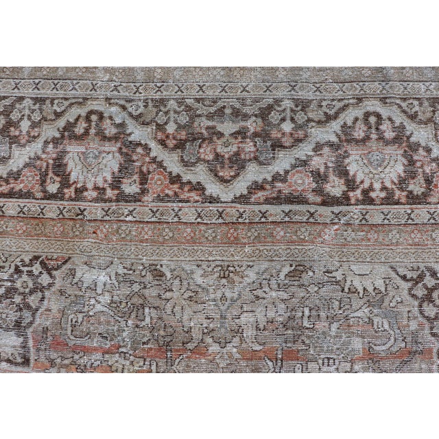 Orange Distressed Antique Persian Sultanabad Rug in Wool With Floral Design 10'2 X 16'6 For Sale - Image 8 of 18