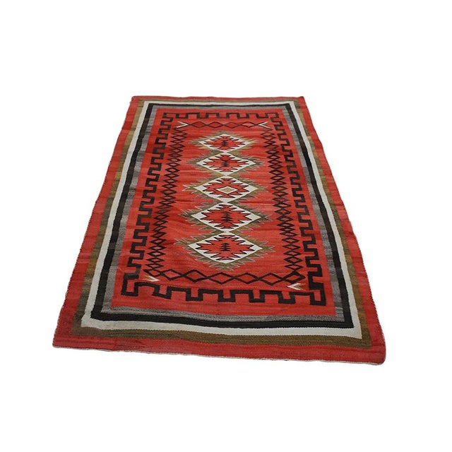 Splendid Red Color and Delicate Geometric Desing Antique Navajo Rug For Sale - Image 4 of 7
