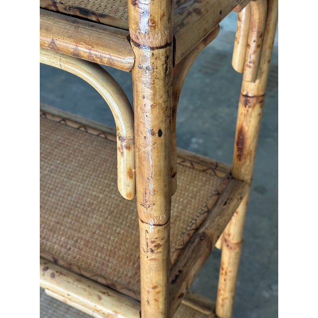 Brown 1980s Bamboo, Rattan, and Cane British Colonial Style Shelf For Sale - Image 8 of 12