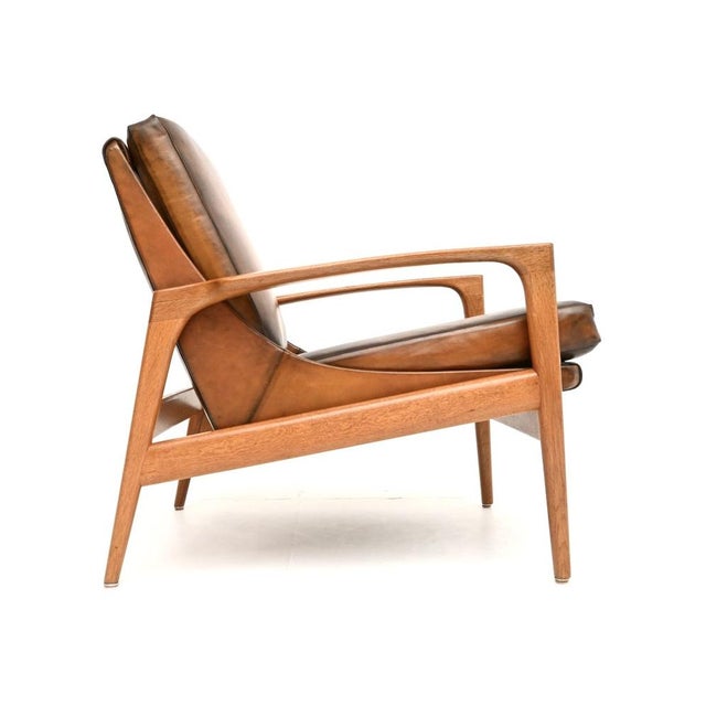 Vintage Danish Oak and Leather Armchair from IB Kofod Larsen, 1960s For Sale - Image 6 of 12