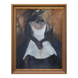 Lage Scale Vintage Cubist Modernist Oil Painting of a Woman