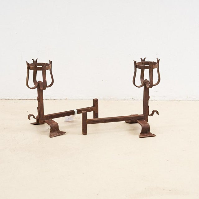 Wrought Iron Andirons, 1900s, Set of 2 For Sale - Image 5 of 5