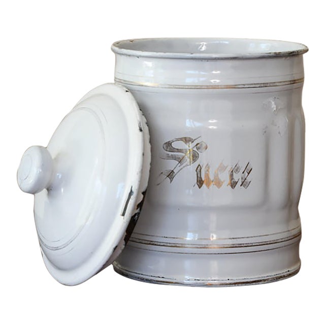Vintage French Ceramic Sugar Canister For Sale