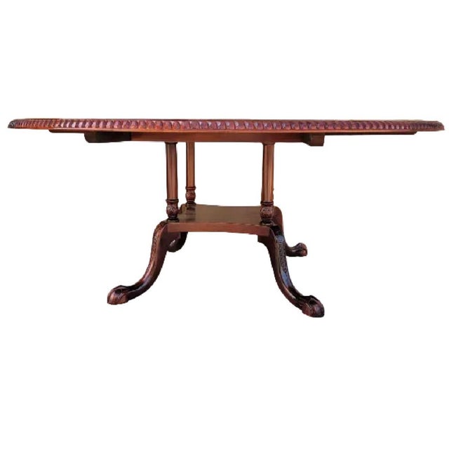 English Vintage English Burr Walnut Veneer Round Pedestal Table in the Antique Style With Claw Feet For Sale - Image 3 of 9