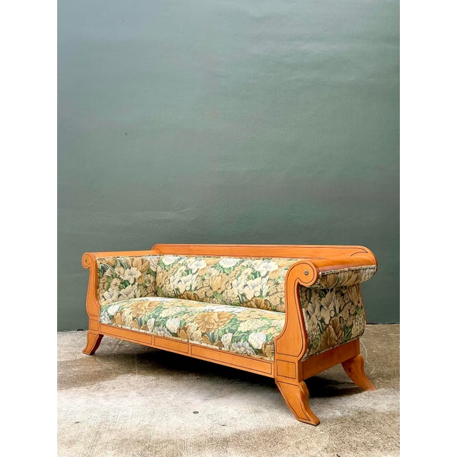 Vintage Biedermeier Sofa in Dorothy Draper Floral Tapestry For Sale In West Palm - Image 6 of 12