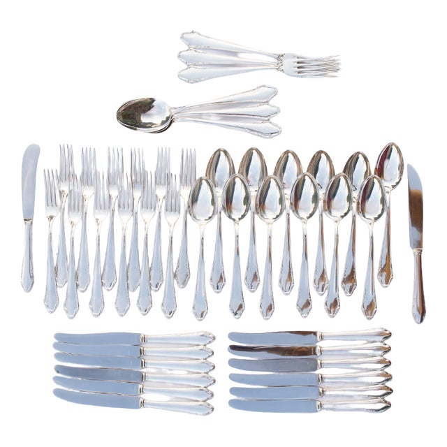 Starter Cutlery for Twelve in Silver Plated Metal from Lecko, 1960s, Set of 44 For Sale