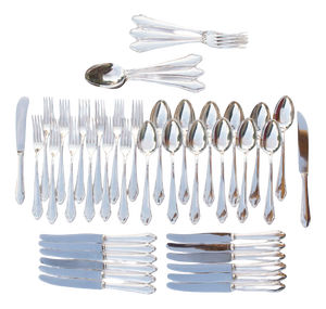 Starter Cutlery for Twelve in Silver Plated Metal from Lecko, 1960s, Set of 44