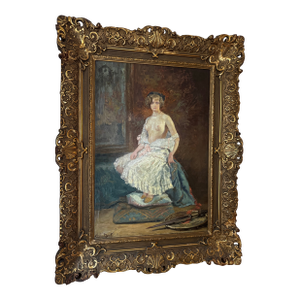 Antique Belgian Art Nouveau Listed Artist Original Portrait Painting